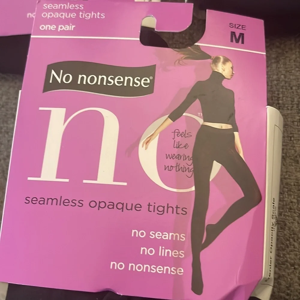 3 pairs No NonsenseOpaque Seamless Tights w\control top size: M Color: XBB Black